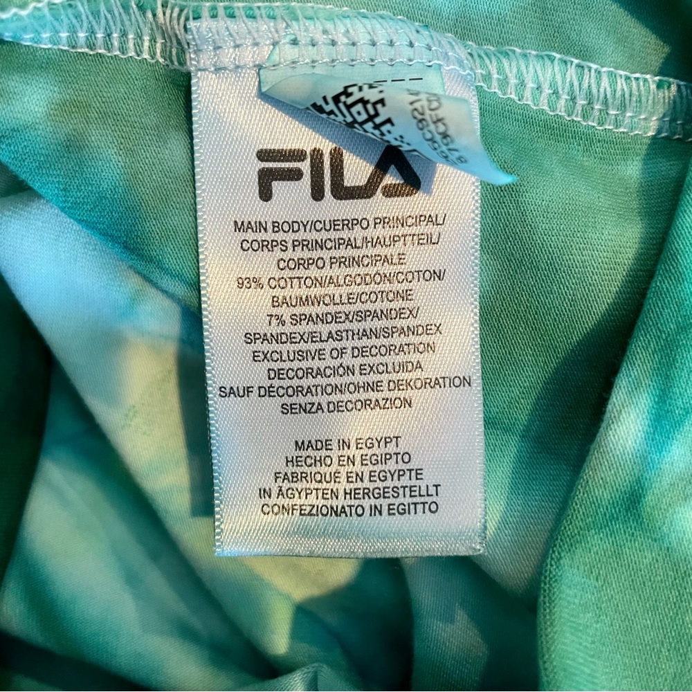 FILA Green Tie Dye Logo Crop Top  Graphic Tee Shirt Women S - Picture 6 of 7